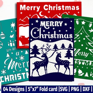 Christmas card svg bundle, Cricut Christmas cards set with envelope template, Xmas card cut files for cricut, Papercut greeting cards bundle