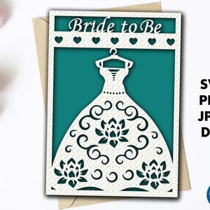 Fichier svg nuptiale de carte de douche pour cricut, mariée à être carte svg coupe fichier avec modèle d'enveloppe, carte de voeux de shower de mariage pour fille