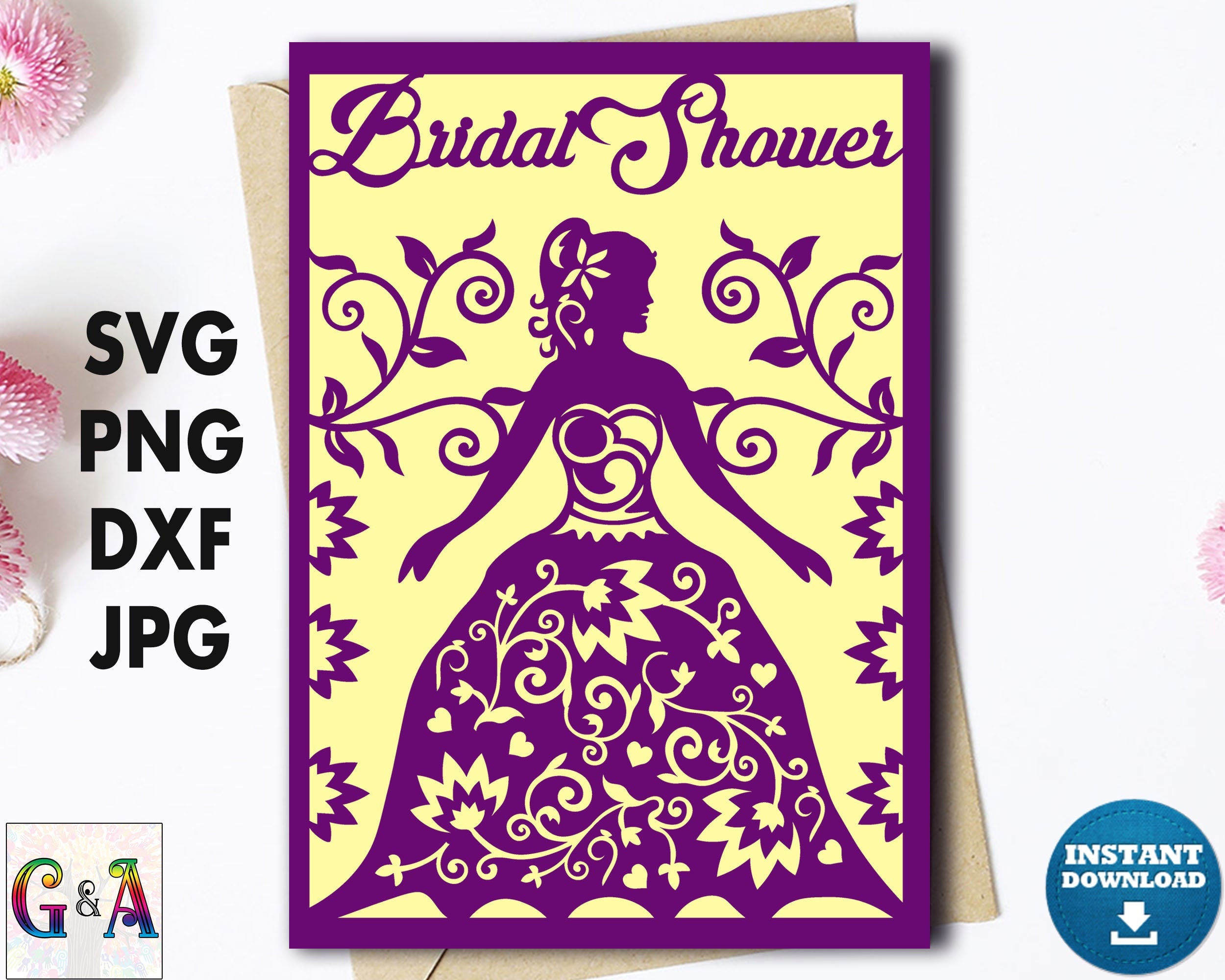 Bridal Shower Card Svg Invitation Card Svg File for Bridal Etsy