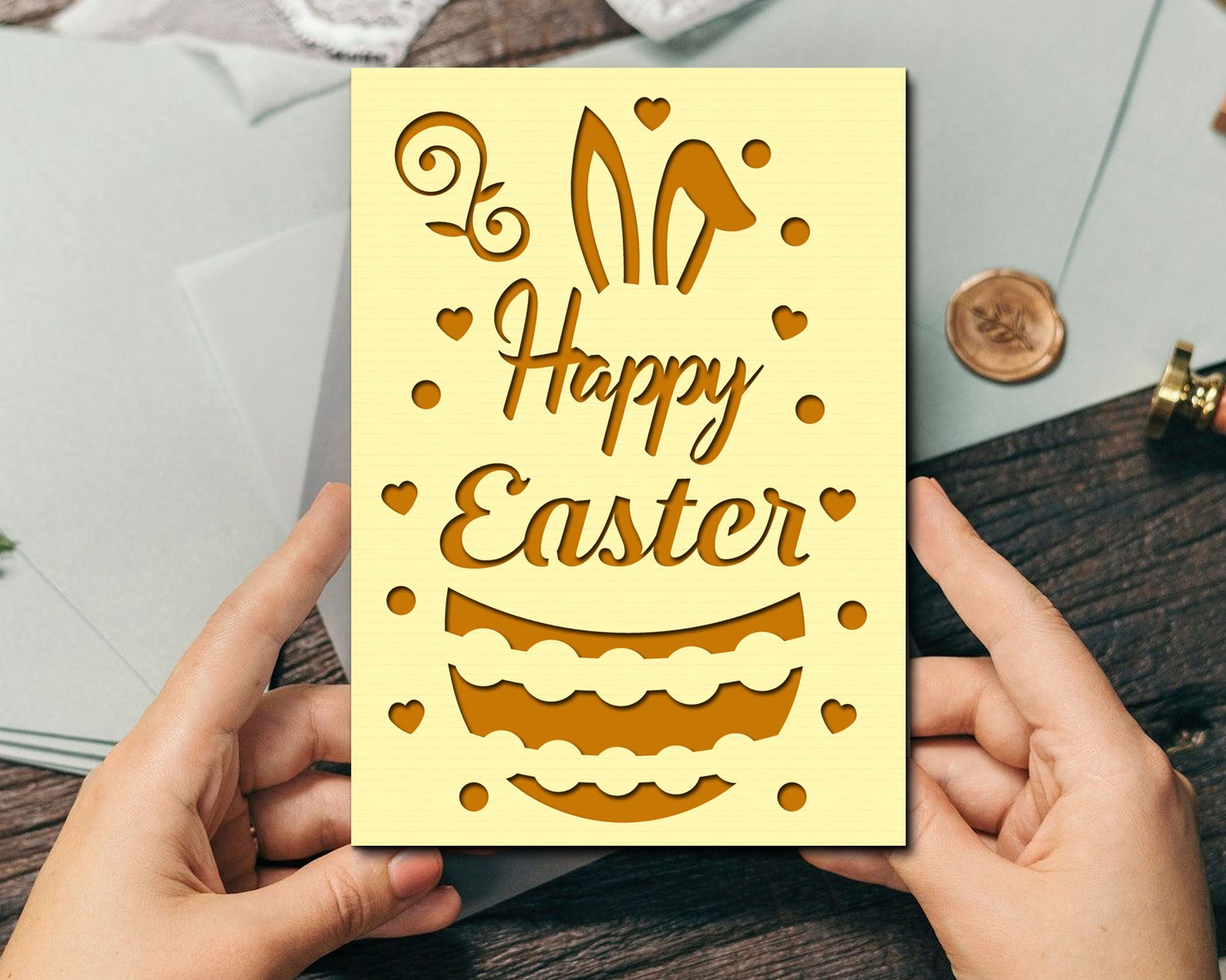 Easter Card Svg Files for Cricut Happy Easter Papercut Card Etsy