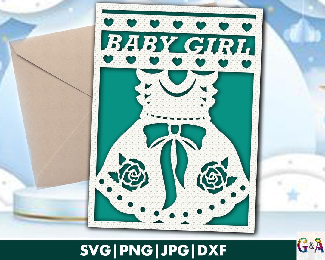 Baby Shower Card Svg, Baby Girl Card Svg File for Cricut, Baby Frock