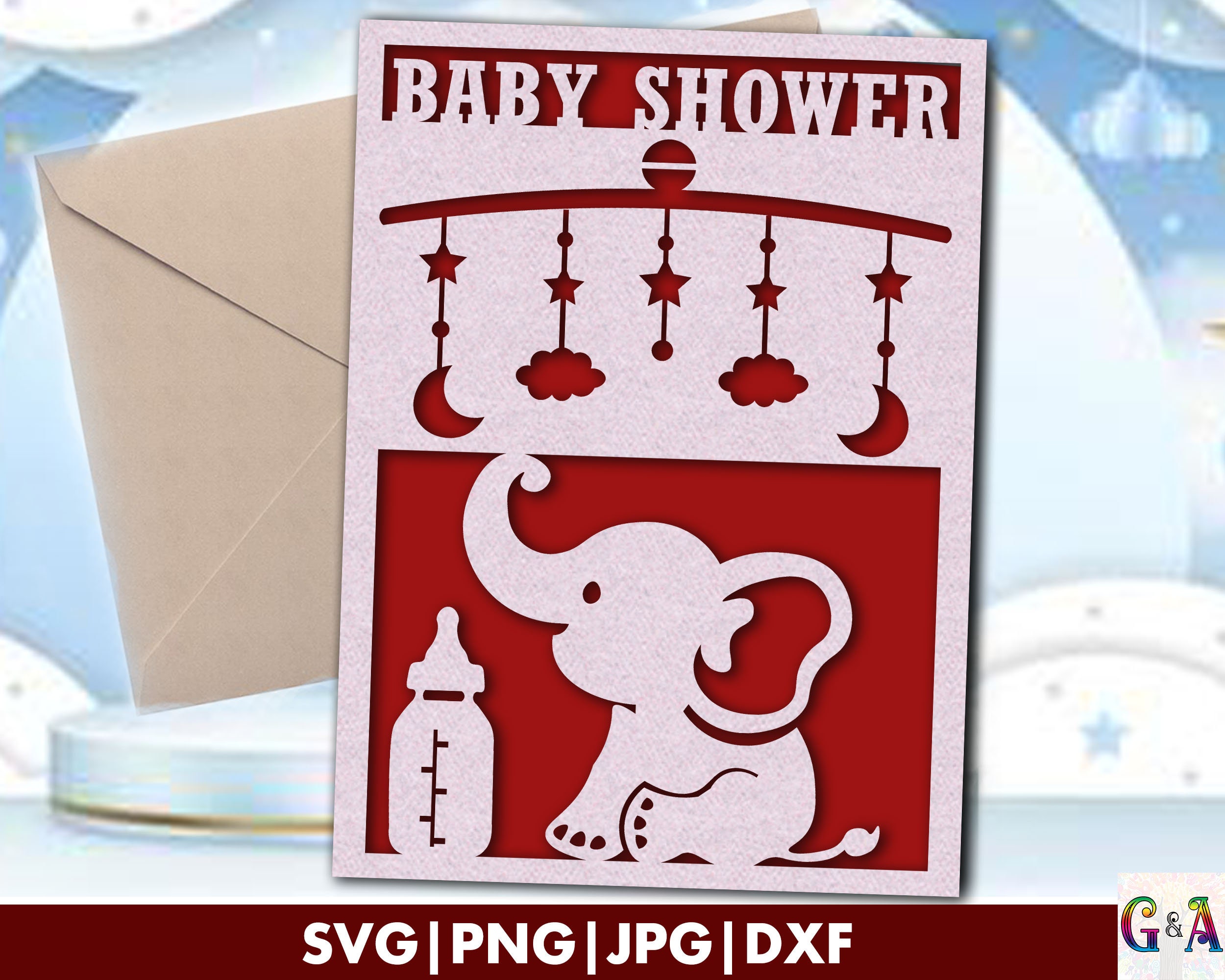 Baby Shower Card Svg, Cute Baby Card Cut File for Mom to Be, Cricut