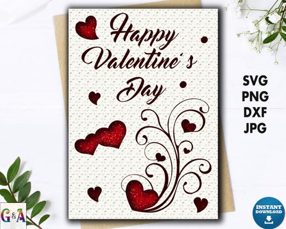 Valentine Card Svg Digital Cut Files Happy Valentines Day Card - Etsy