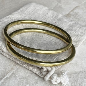 Brass bangles ,Chunky golden stacking bangles , Choose hammer or smooth finish ,Handmade in Uk