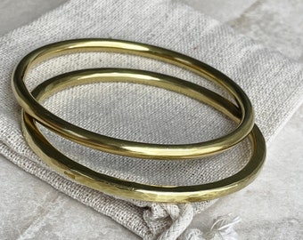 Brass bangles ,Chunky golden stacking bangles , Choose hammer or smooth finish ,Handmade in Uk