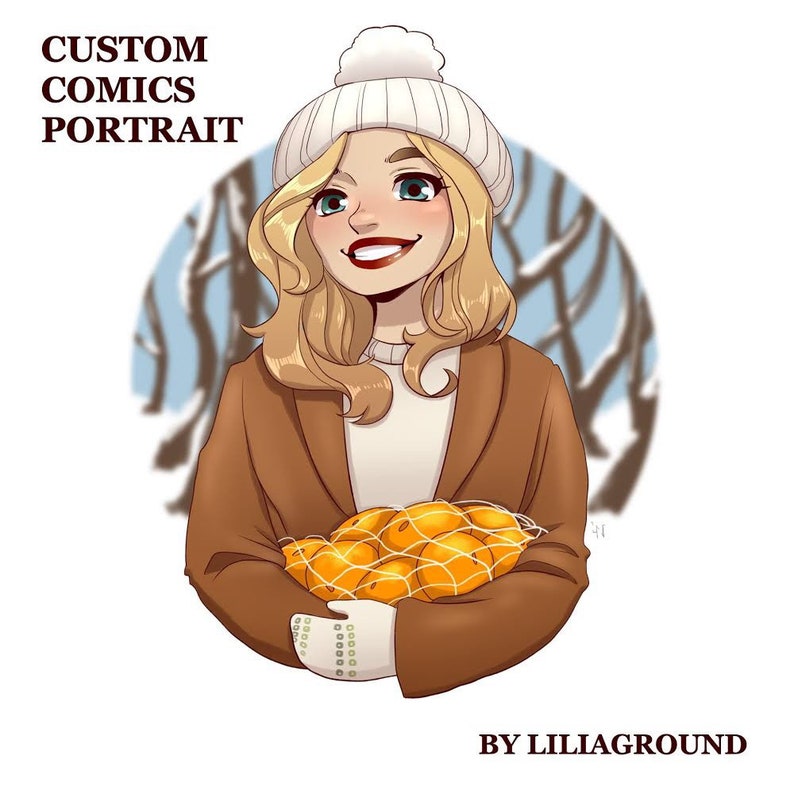 Custom Comics Portrait Girl Drawing Cute