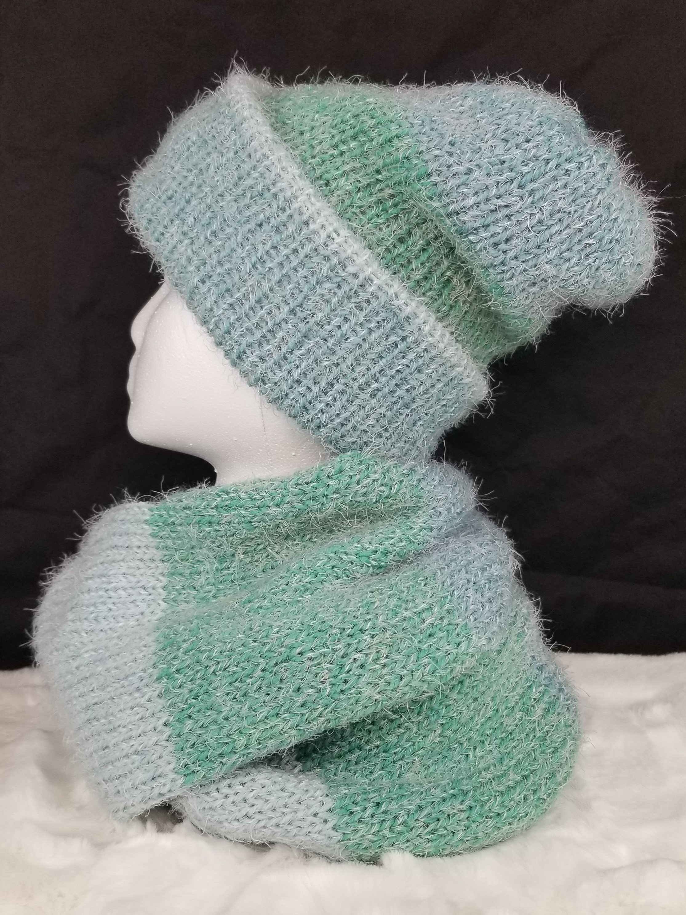 Knitted Beanie Hat and Infinity Scarf Set, Ultra-soft 