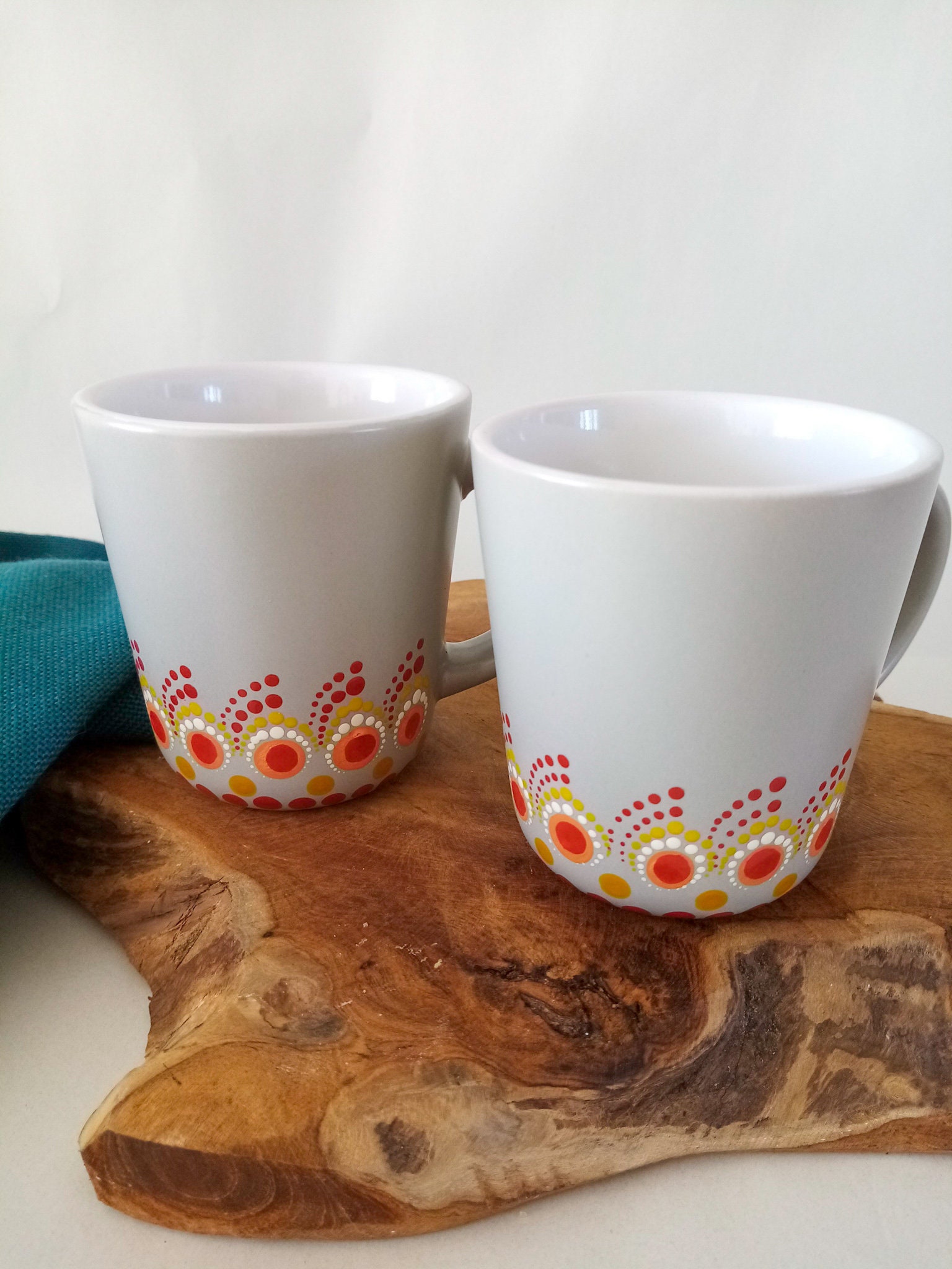 Tasse à Café Grise, Duo de Tasses Porcelaine Peinte La Main