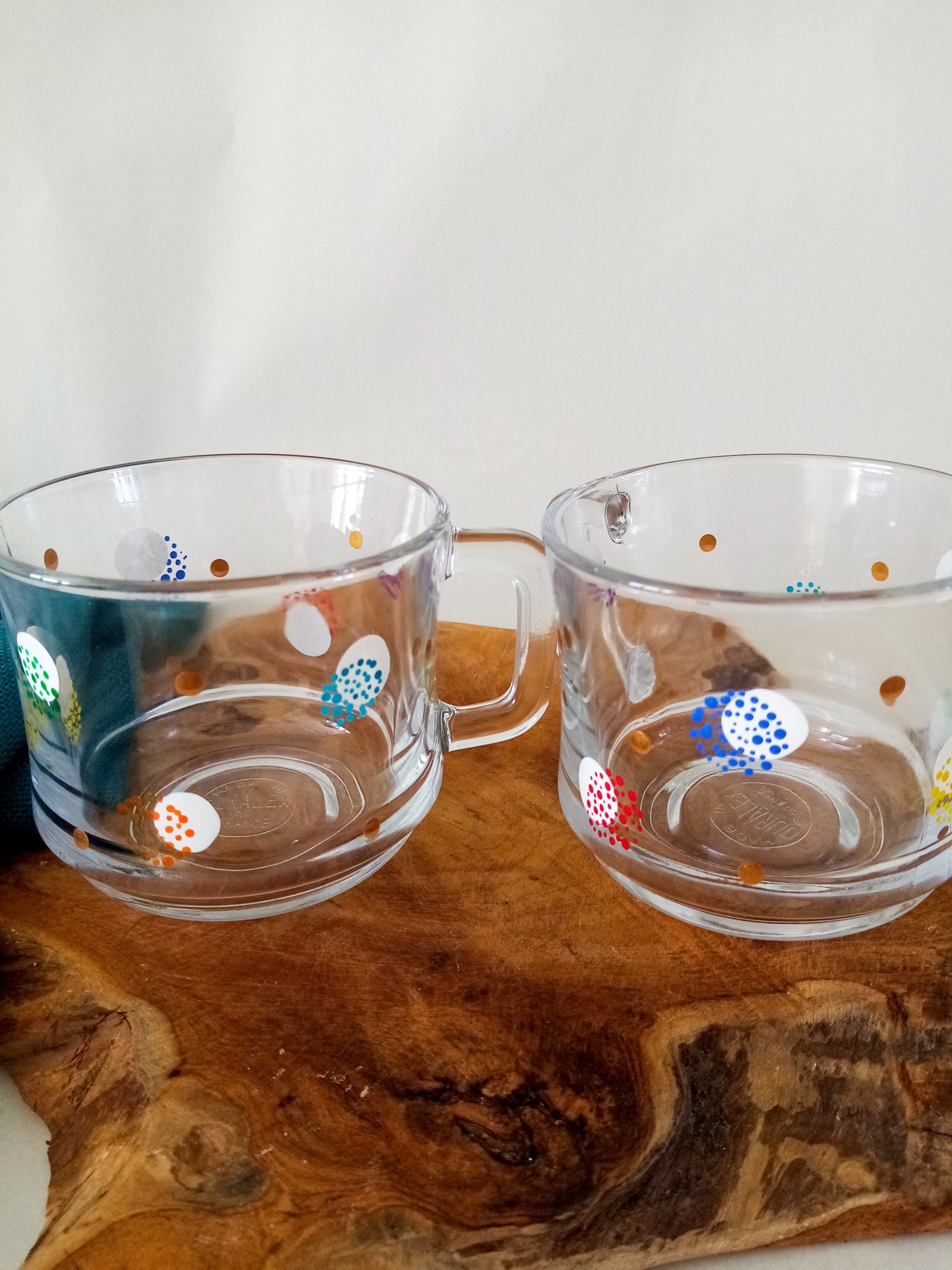 Tasse à Café Transparente, Duo de Tasses en Verre Peinte La Main