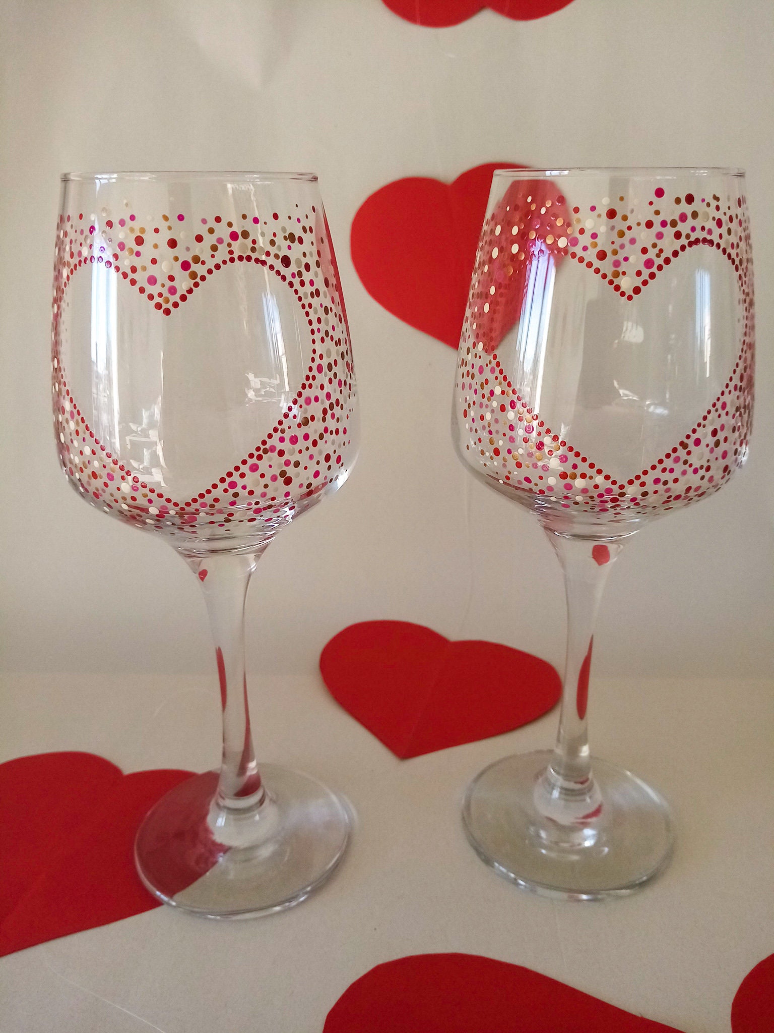 Verre à Vin, Verre Pied, Coeur, Saint Valentin, Amour