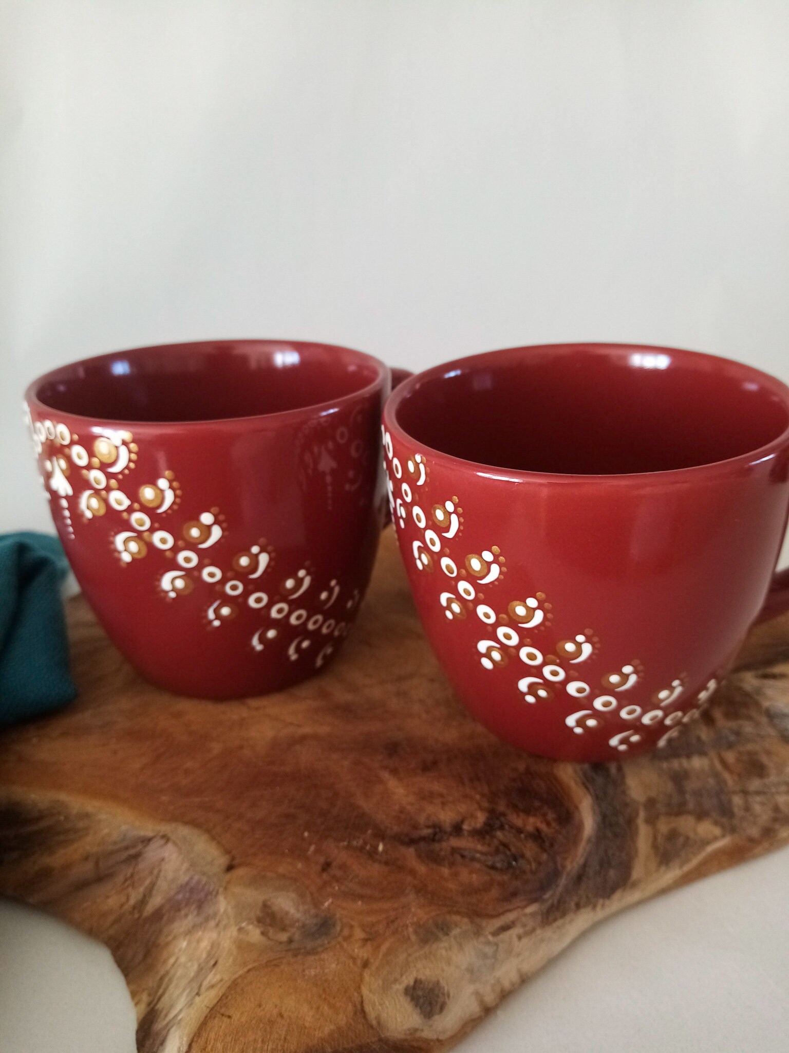 Tasse à Café Bordeaux, Duo de Tasses Porcelaine Peinte La Main