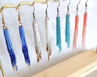 boucles d'oreilles longues, boucles d'oreilles pendantes en fil de perles