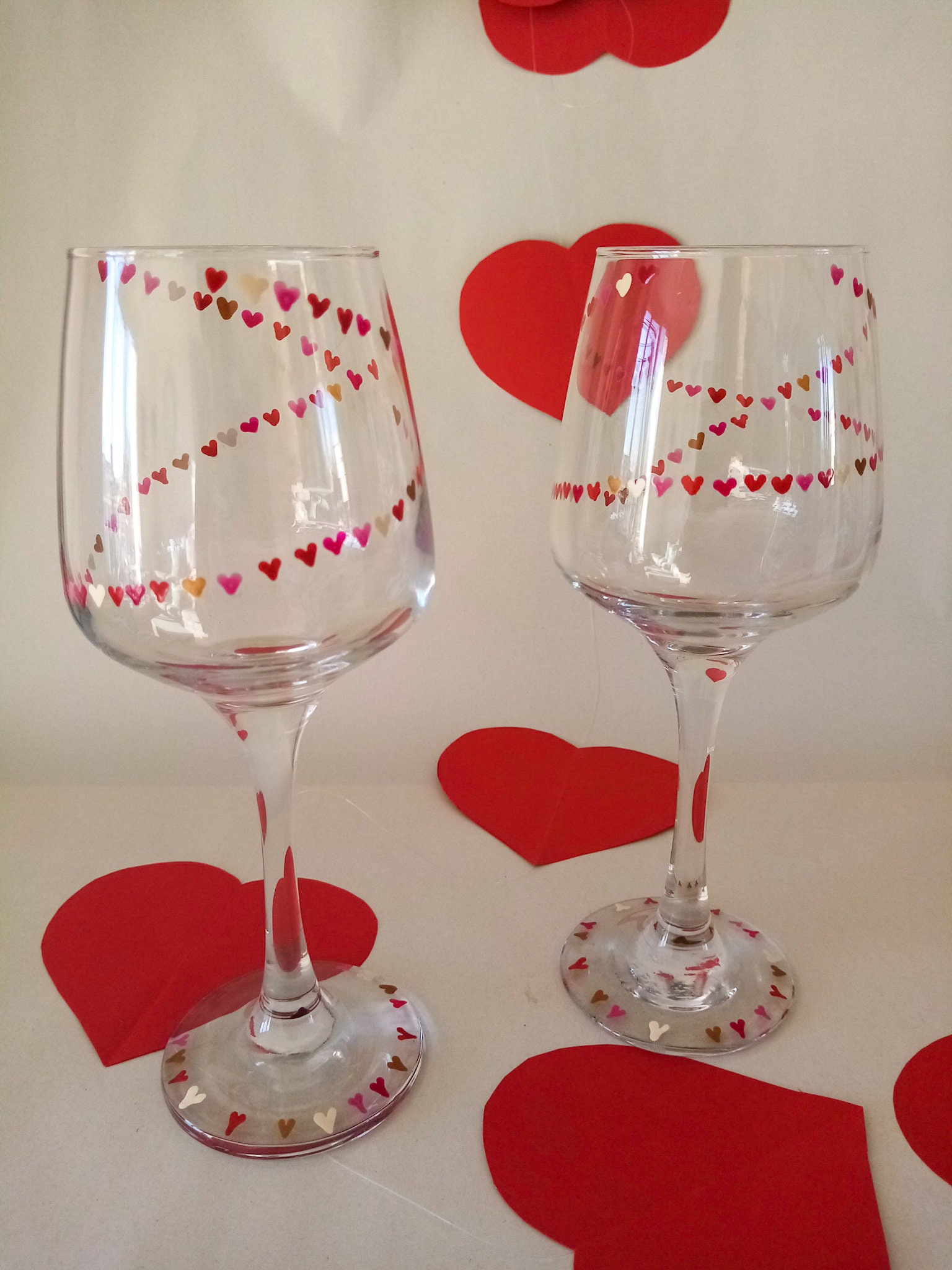 Verre à Vin, Verre Pied, Coeur, Saint Valentin, Amour