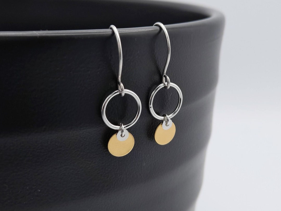 Large Textured Silver Circle Earrings - 55mm Retro Disc Drop Earrings With Hooks