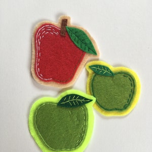 3pk Medium Apple Handmade Felt Patches