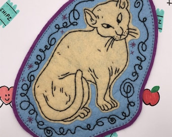 Dark Age Cursed Cat Handmade Sew on Felt Patch