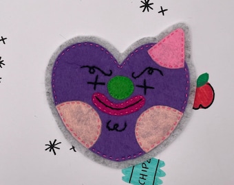 Clowny Heart Friend Handmade Sew-on Felt Patch