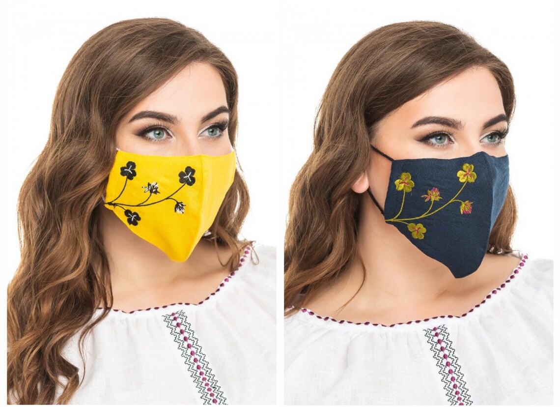 Face Masks With Ukrainian Embroidery Reusable Protective Etsy