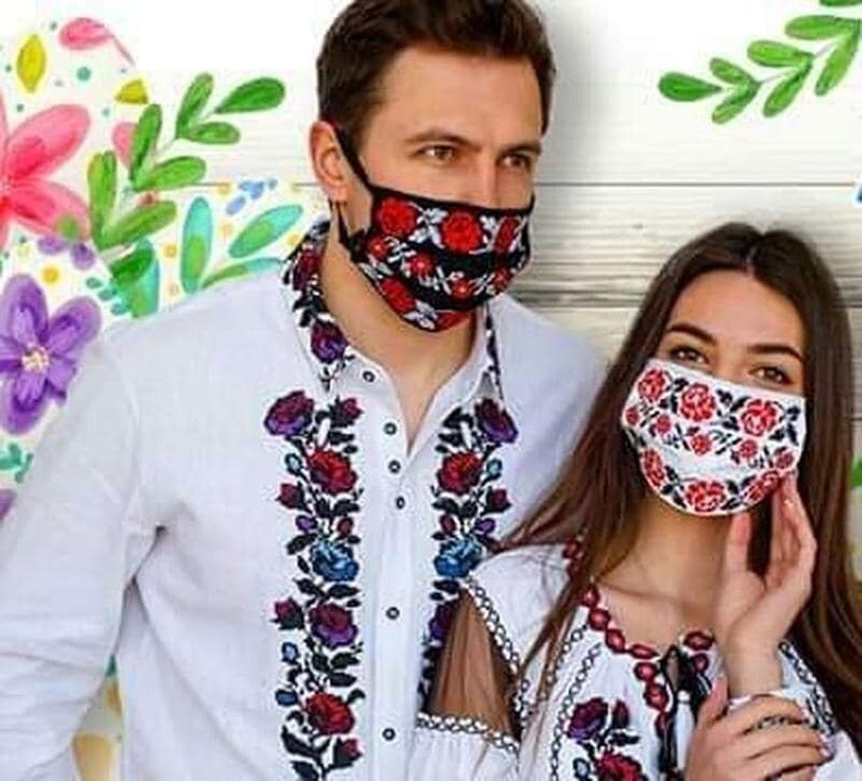 Face Masks With Ukrainian Embroidery Reusable Protective Etsy
