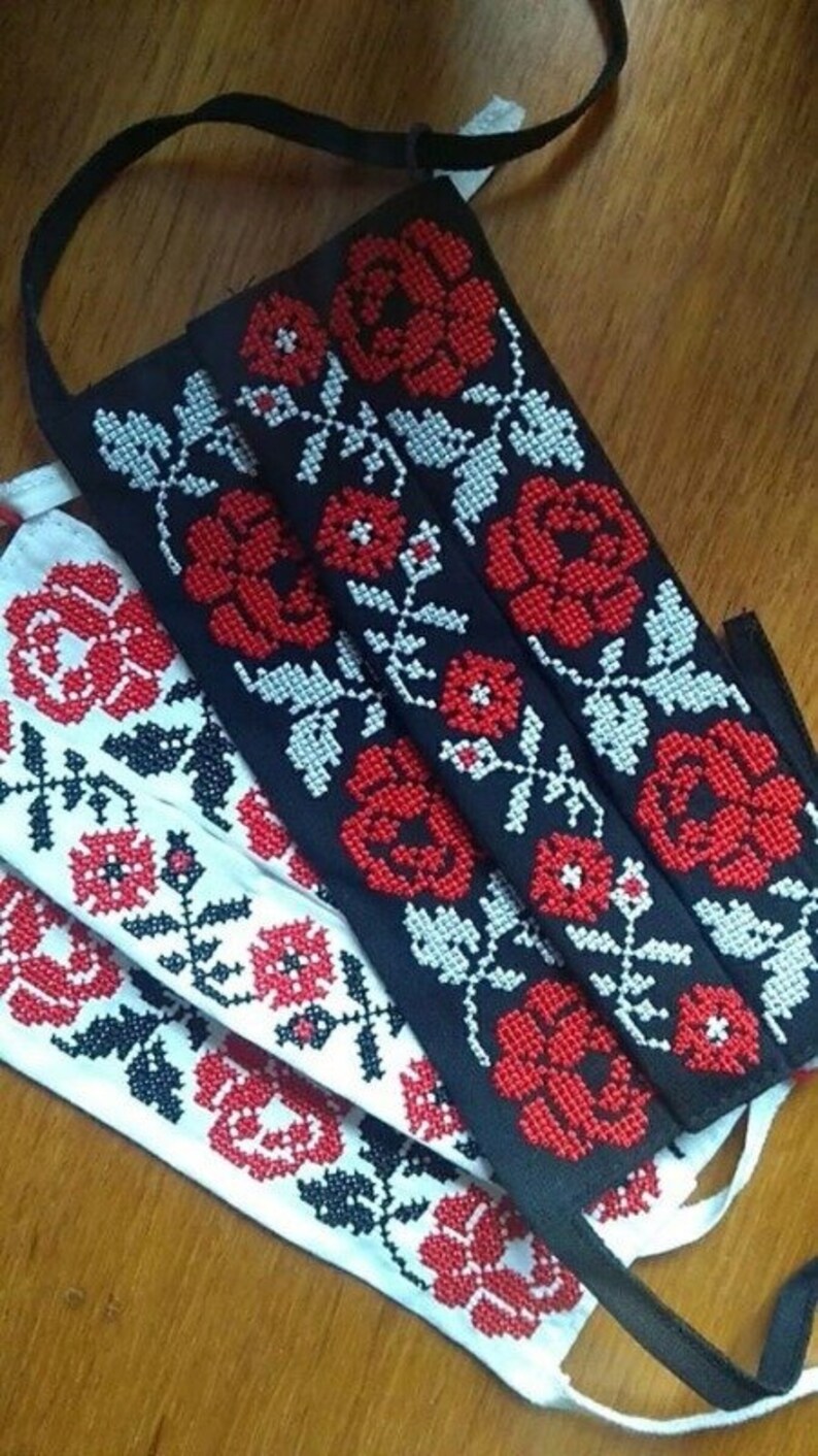 Face Masks With Ukrainian Embroidery Reusable Protective Etsy