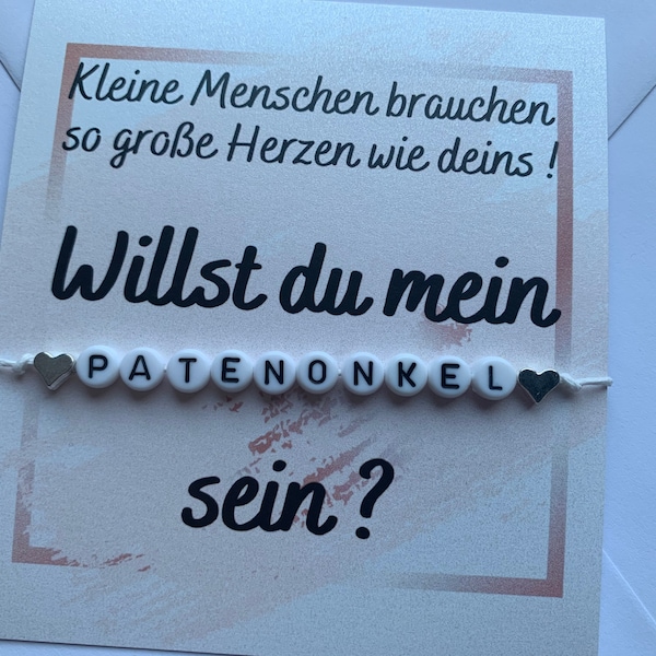 Patenonkel fragen: Willst du mein Patenonkel sein? Karte und Perlenarmband