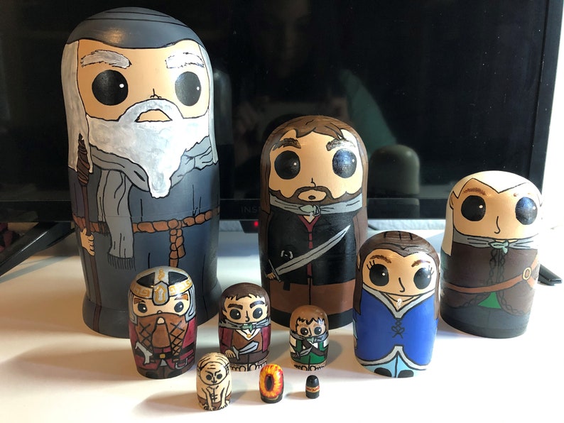 Lord of the Rings Pop Inspired Hand Painted Nesting Dolls Etsy
