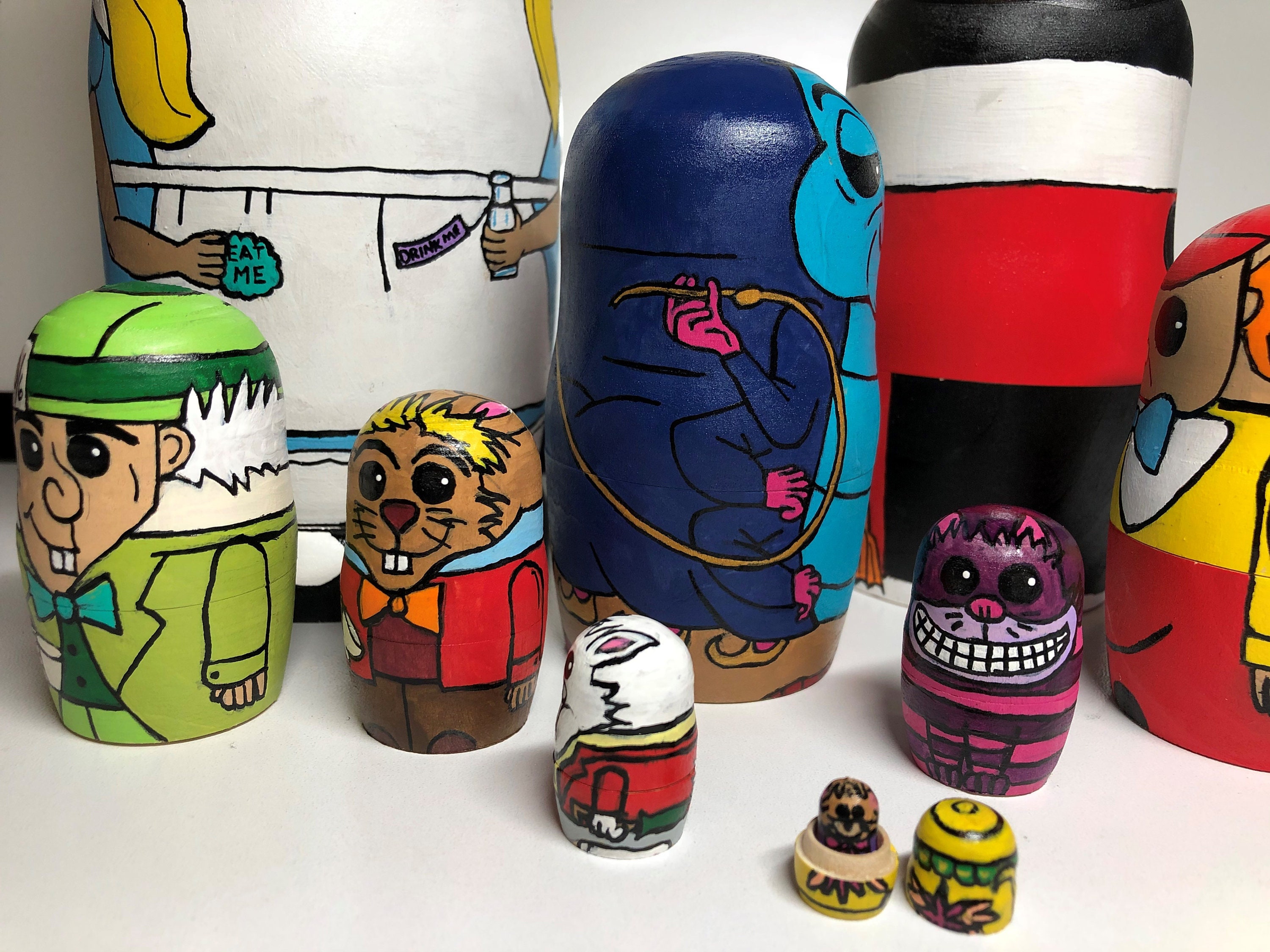 Alice in Wonderland Pop Inspired Hand Painted Nesting Dolls - Etsy