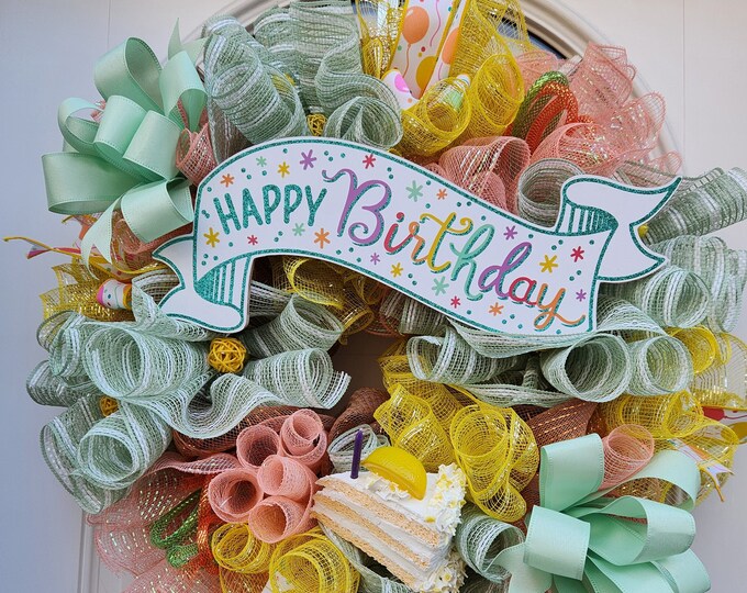 Happy Birthday Wreath, Birthday Celebration Wreath, Birthday Decor, Birthday Tradition, Happy