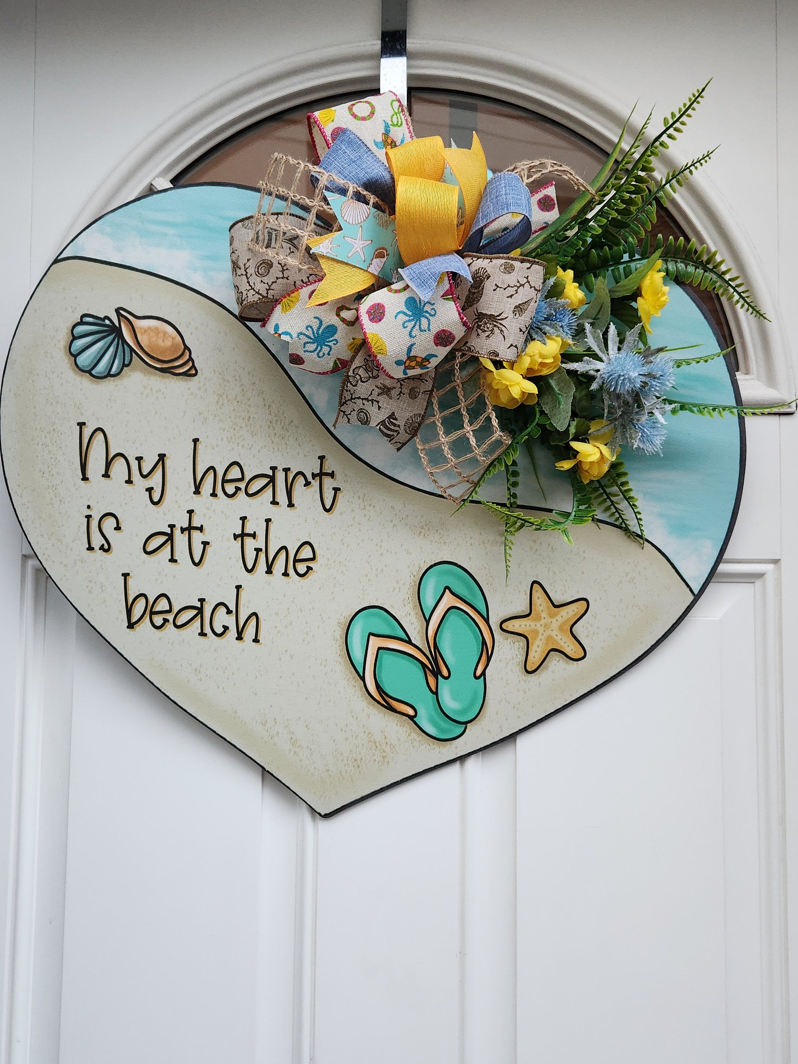 Everyday Beach Themed Door Hanger, Shore Decor, Tropical Decor, Yellow ...