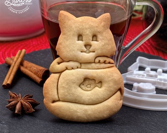 Cookie cutter - Cats: Cat and fish - Original creations by Bakers'Tricks