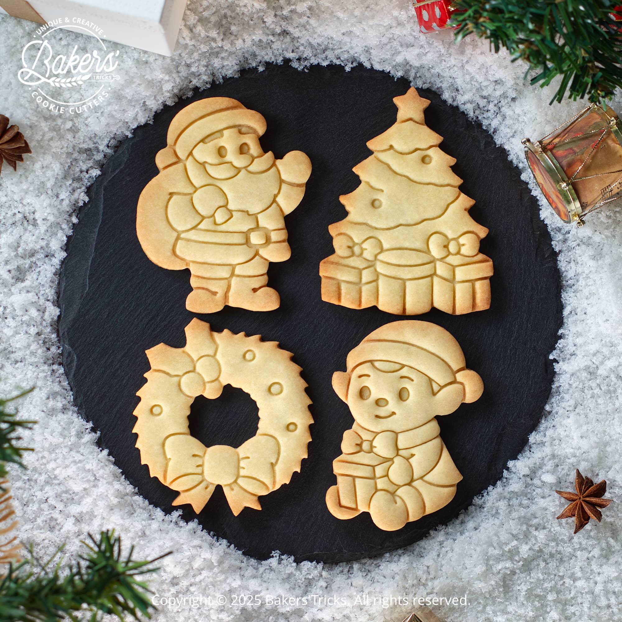 Lot De 24 Emporte-pièces Noël 3D - Plastique Alimentaire, Motifs Festifs - Pour Biscuits, Gâteaux, Fondant - 12