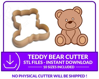 10 STL files cookie cutter / polymer clay: Teddy bear. Instant download.