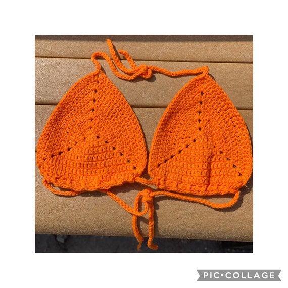 Crochet Bikini Bra Triangle Summer Swimwear Festival Etsy
