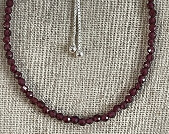 Garnet Bracelet, Hand made Bracelet, Sterling Silver Bracelet Healing Bracelet