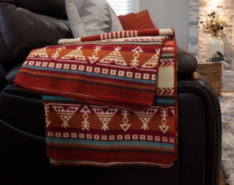 Southwest Throw Blanket, Native Blanket, Alpaca Wool Throw, Navajo Saddle Blanket, Aztec Blanket, Boho Rustic Throw Blanket