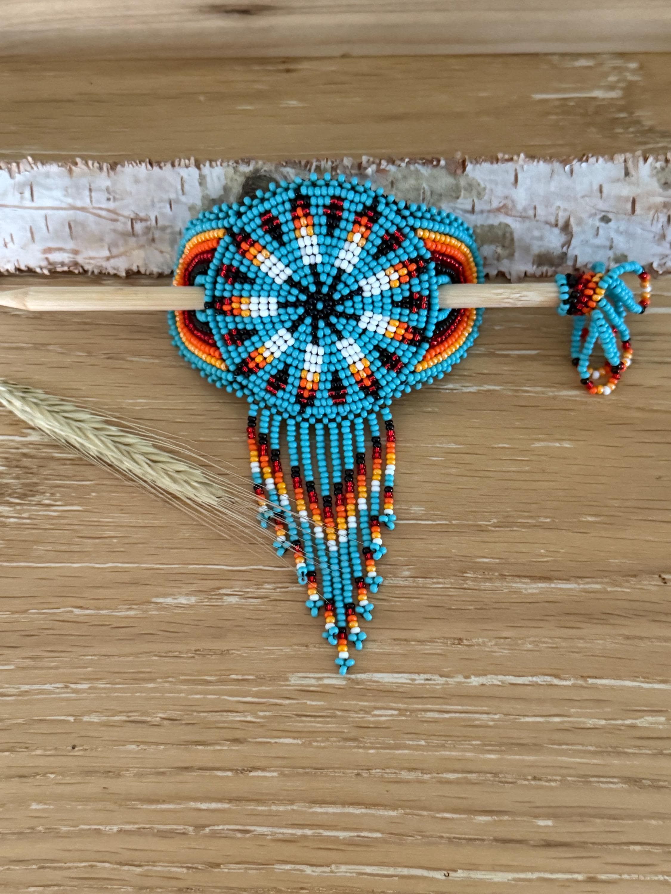 Hand Made Beaded Barrette, Beaded Hair Barrettes, Indigenous 