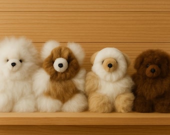 Orsacchiotto di alpaca fatto a mano, morbido peluche, regalo per neonati, peluche in pelliccia naturale di alpaca.
