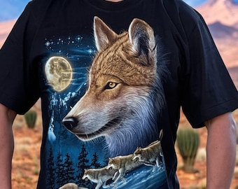 T Shirt Loup Pleine Lune T-shirt De Meute De Loups Au Clair De Lune T-