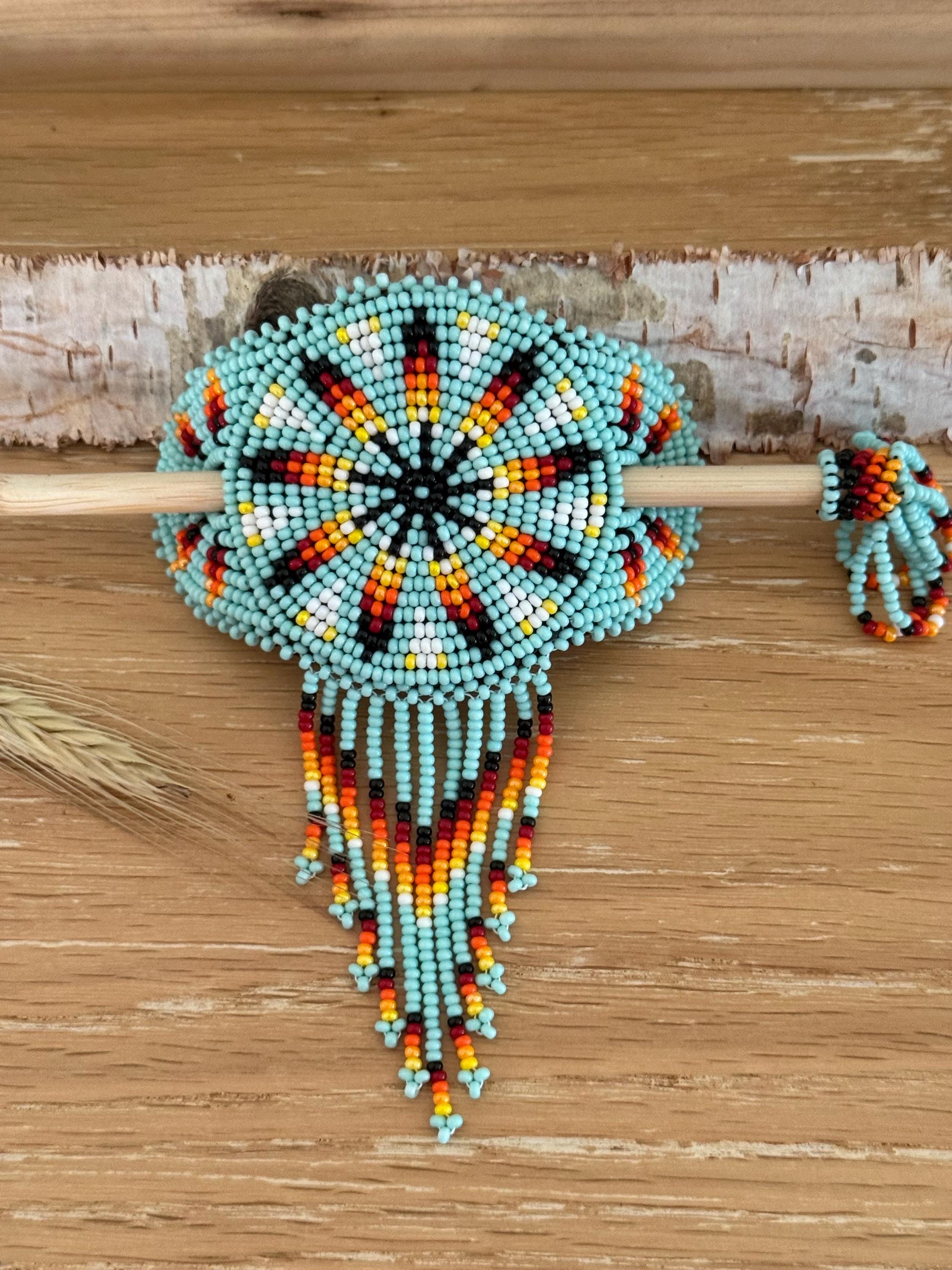Hand Made Beaded Barrette, Beaded Hair Barrettes, Indigenous 