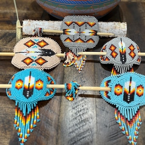 Handmade Beaded Barrette: Indigenous Hair Bun with Sticks