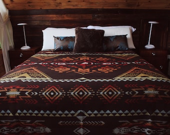 Handmade Alpaca Wool Blanket: Southwest Aztec Throw