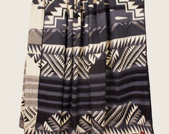 Handmade Alpaca Wool Blanket: Southwest Aztec Throw