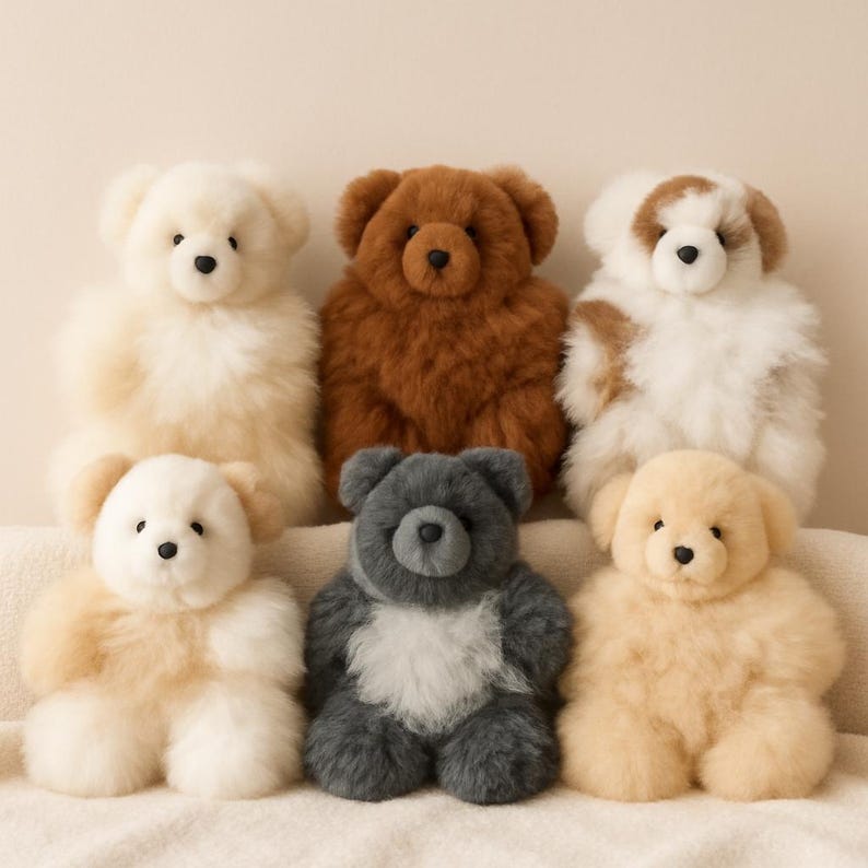 Alpaca Teddy Bear Handmade Plush Gift Soft Baby Toy Natural Alpaca Fur Stuffed Animal image 10