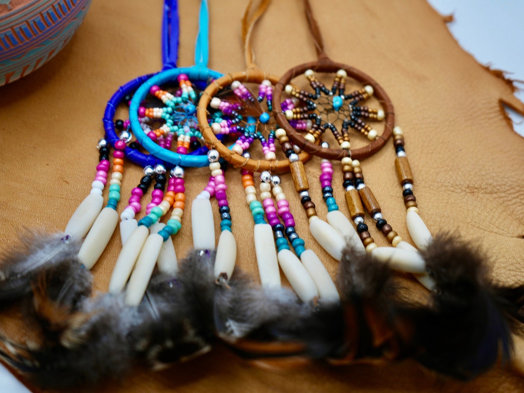 Qingsm Handmade Homemade Beautiful Natural Feathers Double Pink Dream Catcher Wall Hanging Home Decoration