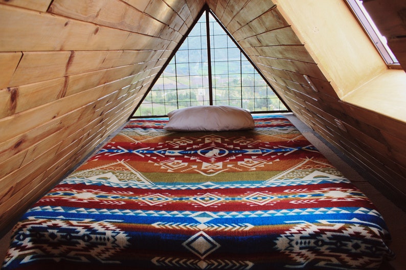 Southwest Alpaca Wool Blanket, Native Blanket, Navajo Saddle Blanket, Aztec Blanket, Boho Rustic Blanket,Throw Blanket, Reversible Blanket image 3