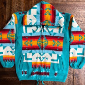 Kids Native Southwestern Wool Jacket - Southwest Style Hoodie - Native American-Inspired Coat for Boys & Girls