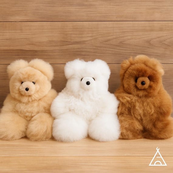 Large Baby Alpaca Teddy Bear |  Handmade Alpaca Fur Plush | Extra Fluffy Natural Stuffed Animal | Luxury Gift