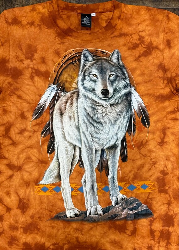 Nativi Americani Magliette Con Lupo T-SHIRT M/l Maglia Cotone