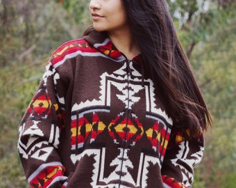 【PHENOMENON】GEOMETRIC WOOL JACKET Handmade Alpaca Wool Jacket. (winter Wonderland) Unisex
