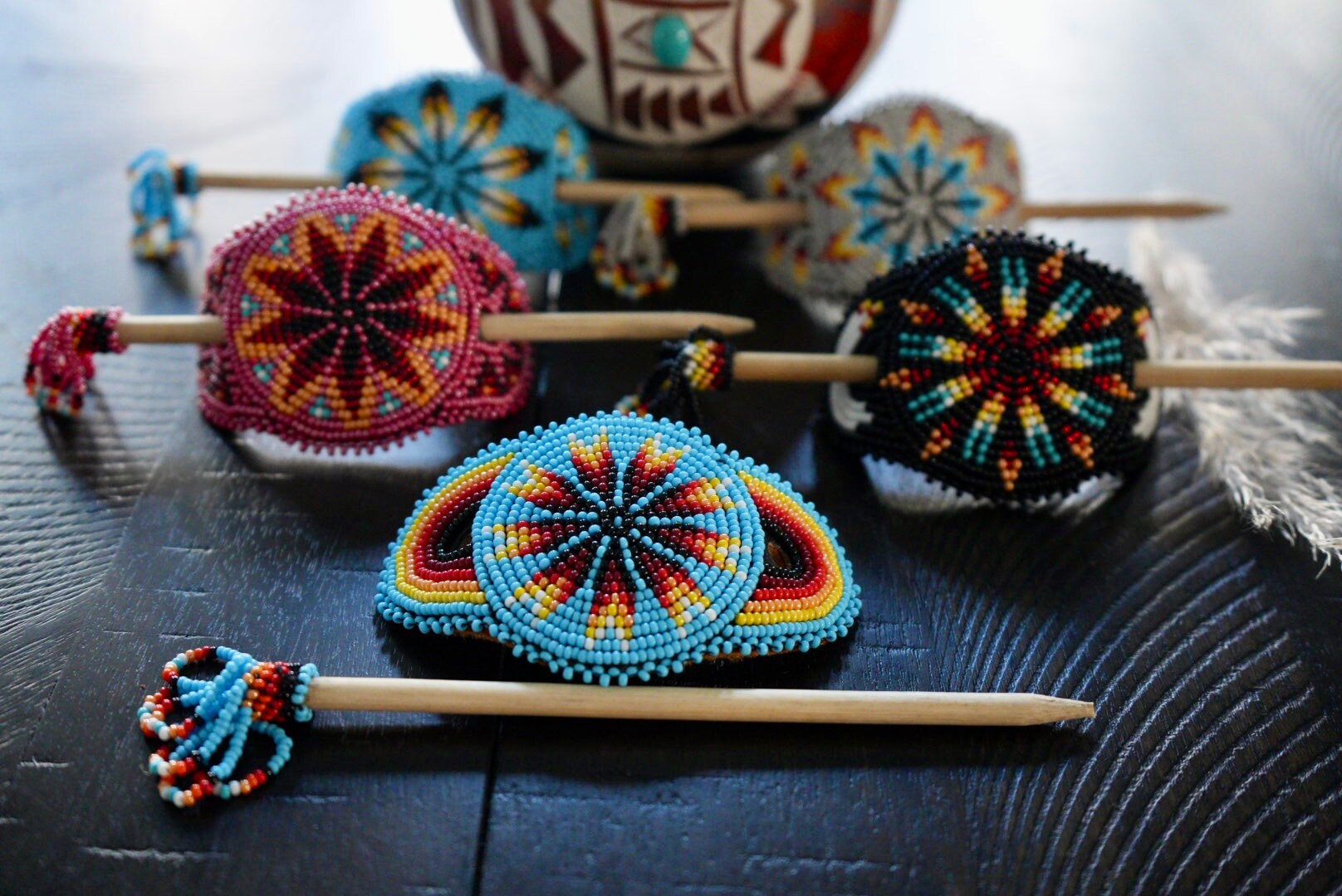 Hand Made Beaded Barrette, Beaded Hair Barrettes, Indigenous 